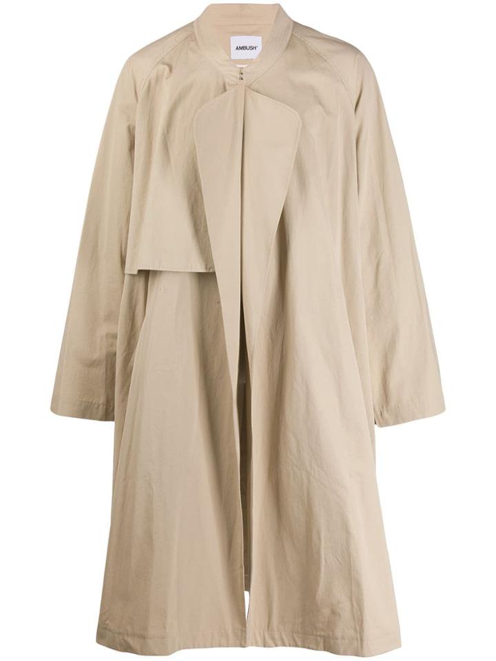 Ambush Oversized Collarless Trench Coat - Neutrals