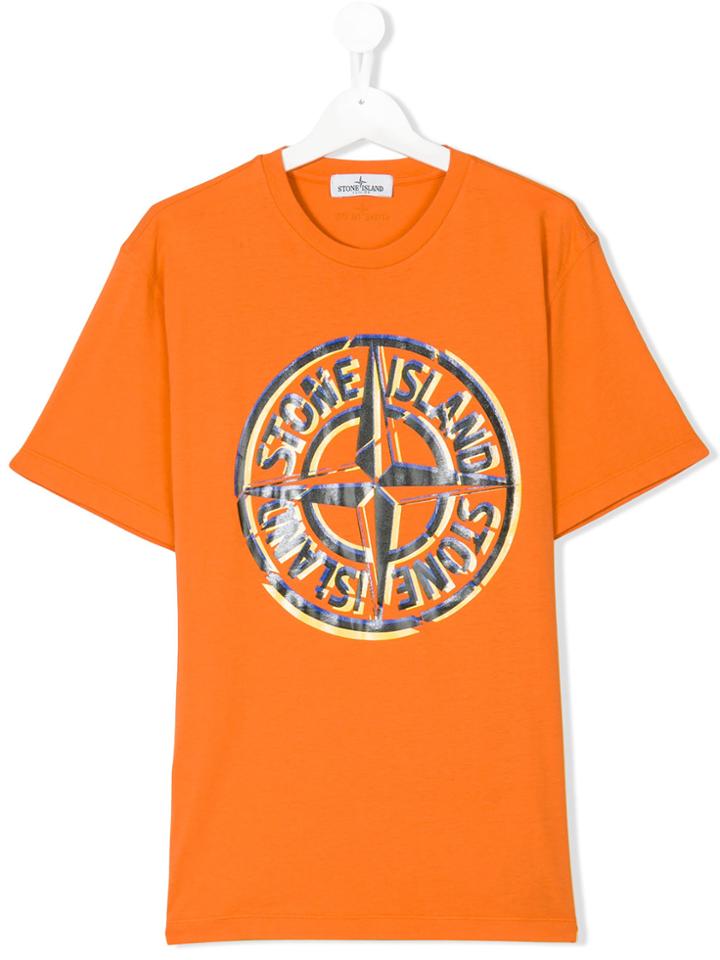 Stone Island Junior Logo Print T-shirt - Yellow & Orange