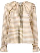 Forte Forte Checked Flared Blouse - Nude & Neutrals