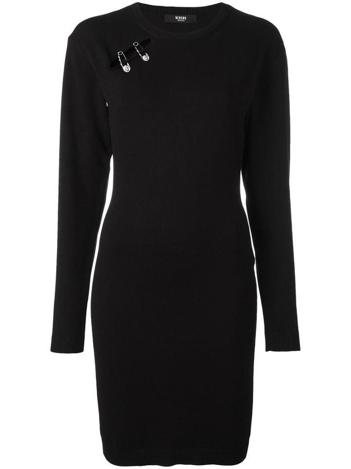 Versus Safety Pin Detail Dress, Women's, Size: 38, Black, Viscose/polyester