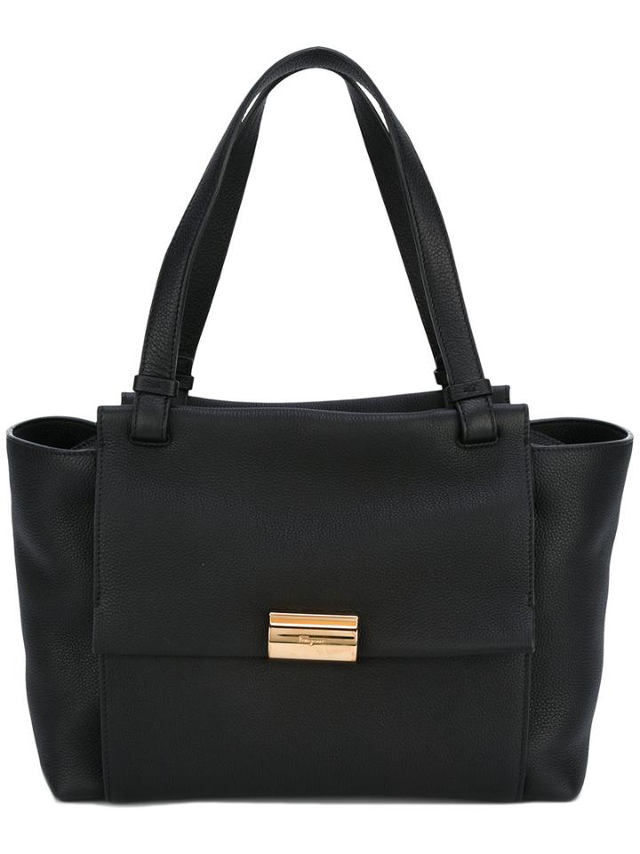 Salvatore Ferragamo Trapeze Tote, Women's, Black, Calf Leather