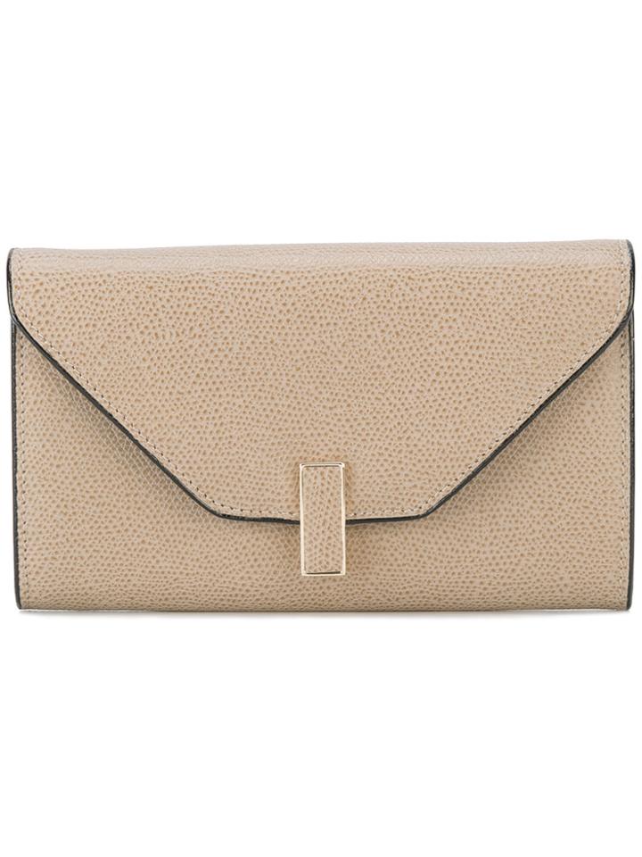 Valextra Textured Clasp Wallet - Brown
