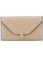 Valextra Textured Clasp Wallet - Brown