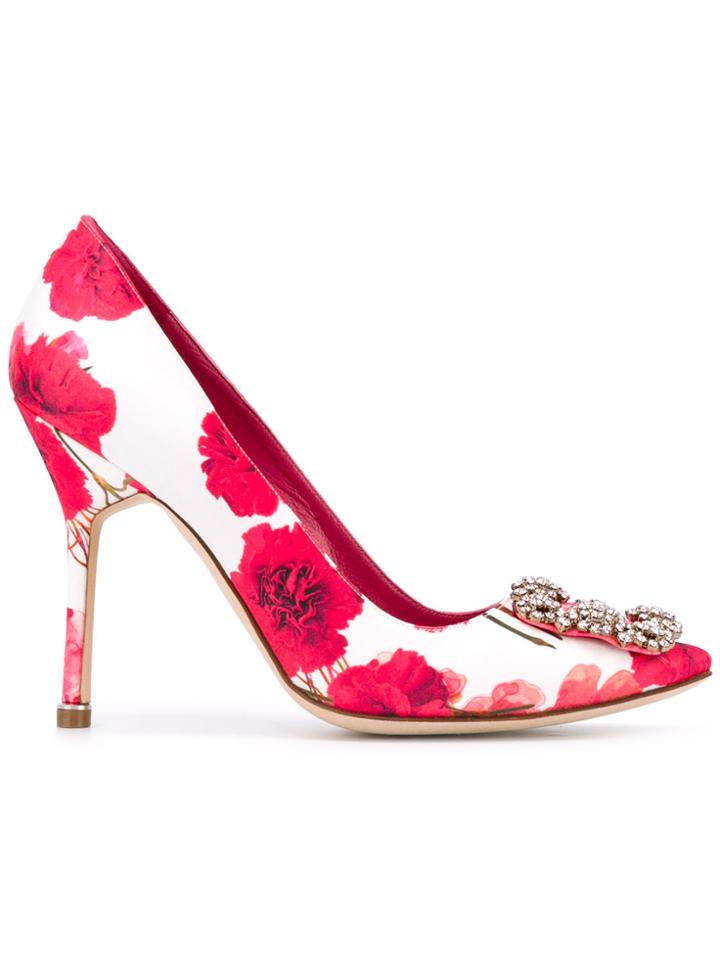 Manolo Blahnik Hangisi Pumps - Pink & Purple