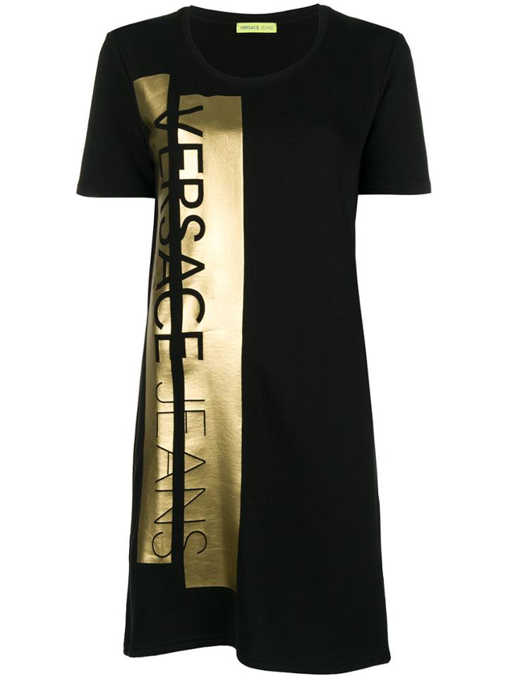Versace Jeans Metallic Logo Dress - Black