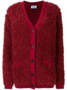 Prada Bouclé V-neck Cardigan - Red