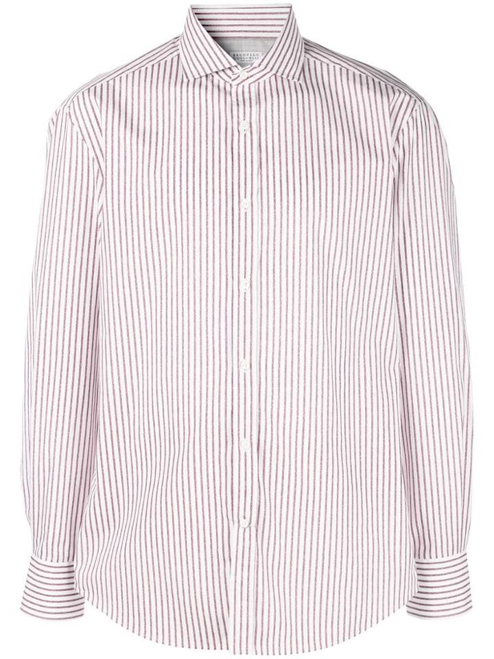 Brunello Cucinelli Striped Print Shirt - Red