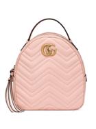 Gucci Pink Leather Gg Marmont Backpack - Pink & Purple
