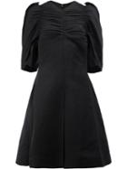 Céline Balloon Sleeves Flared Dress, Women's, Size: 34, Black, Linen/flax/viscose