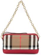 Burberry 'house Check' Tote, Women's, Red, Cotton/calf Leather/metal