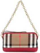Burberry 'house Check' Tote, Women's, Red, Cotton/calf Leather/metal