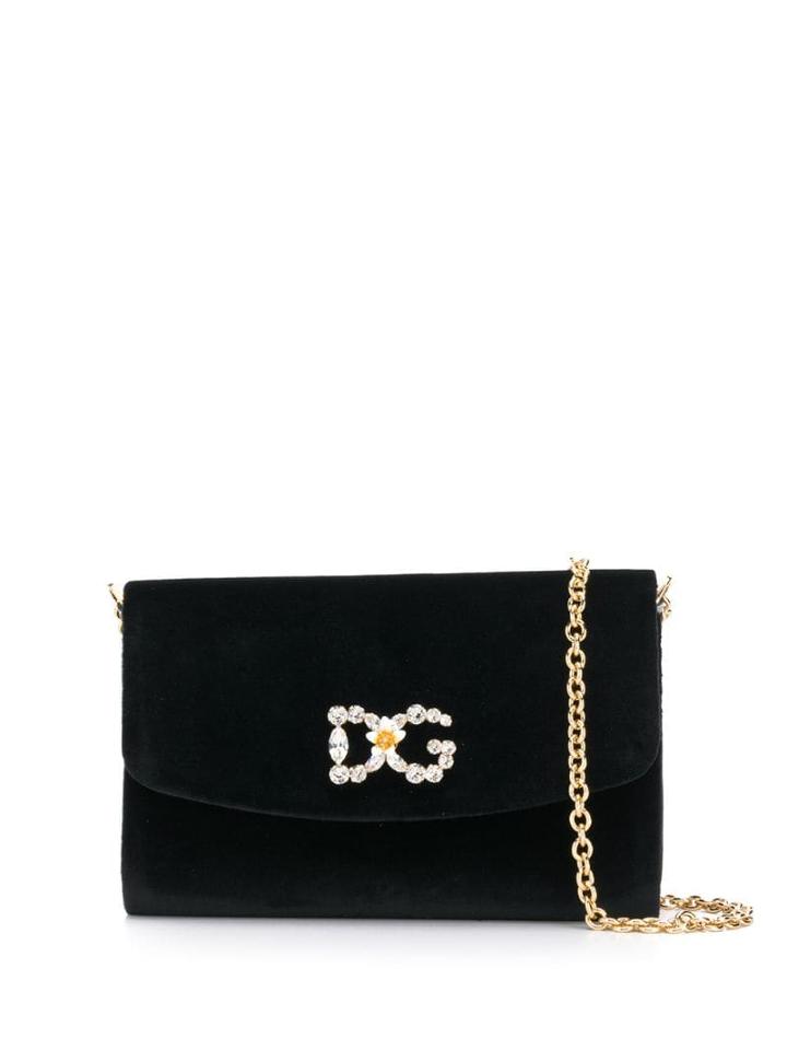Dolce & Gabbana Embellished Logo Crossbody Bag - Black
