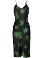 We Are Leone Marijuana Print Sleeveless Midi Dress - Black