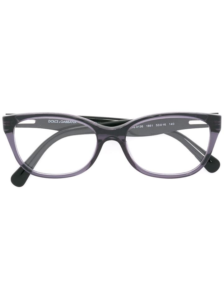 Dolce & Gabbana Oval Frame Glasses, Grey, Acetate