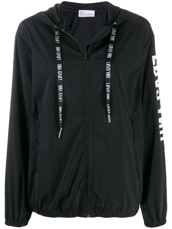 Red Valentino Zip Up Hooded Jacket - Black