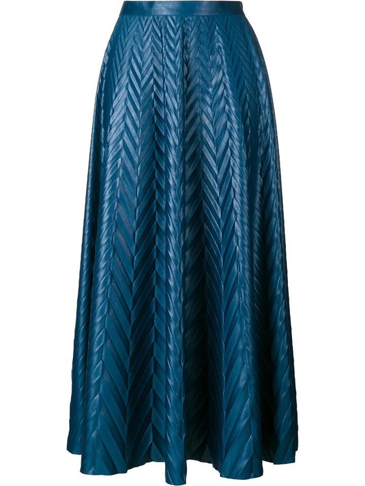 Golden Goose Deluxe Brand Chevron Print Long Skirt, Women's, Size: Large, Blue, Polyester