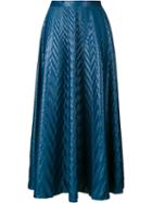 Golden Goose Deluxe Brand Chevron Print Long Skirt, Women's, Size: Large, Blue, Polyester
