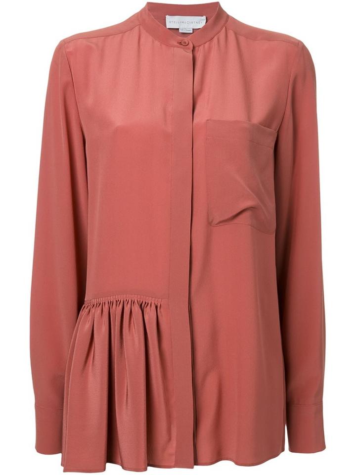 Stella Mccartney - Skirted Detail Shirt - Women - Silk - 46, Yellow/orange, Silk