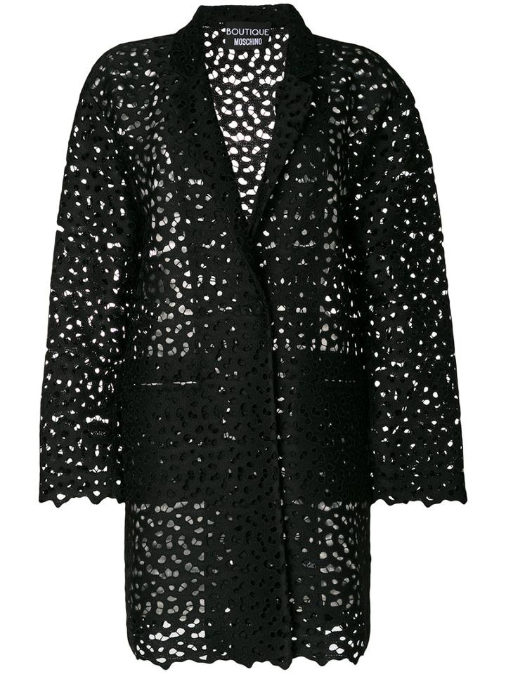 Boutique Moschino - Broderie Anglaise Jacket - Women - Polyester/acetate/viscose - 44, Black, Polyester/acetate/viscose