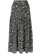 Isabel Marant - Geometric And Floral Print Skirt - Women - Silk/spandex/elastane - 36, Black, Silk/spandex/elastane