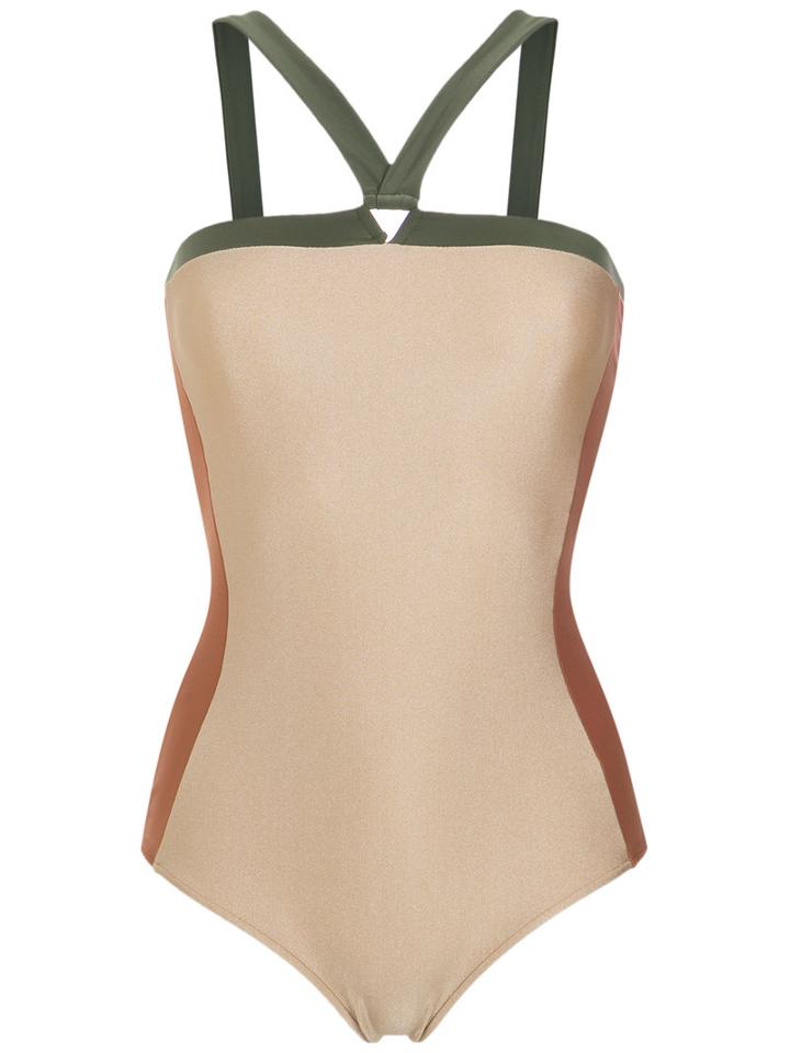Adriana Degreas - Panelled Bodysuit - Women - Polyamide/spandex/elastane - P, Brown, Polyamide/spandex/elastane