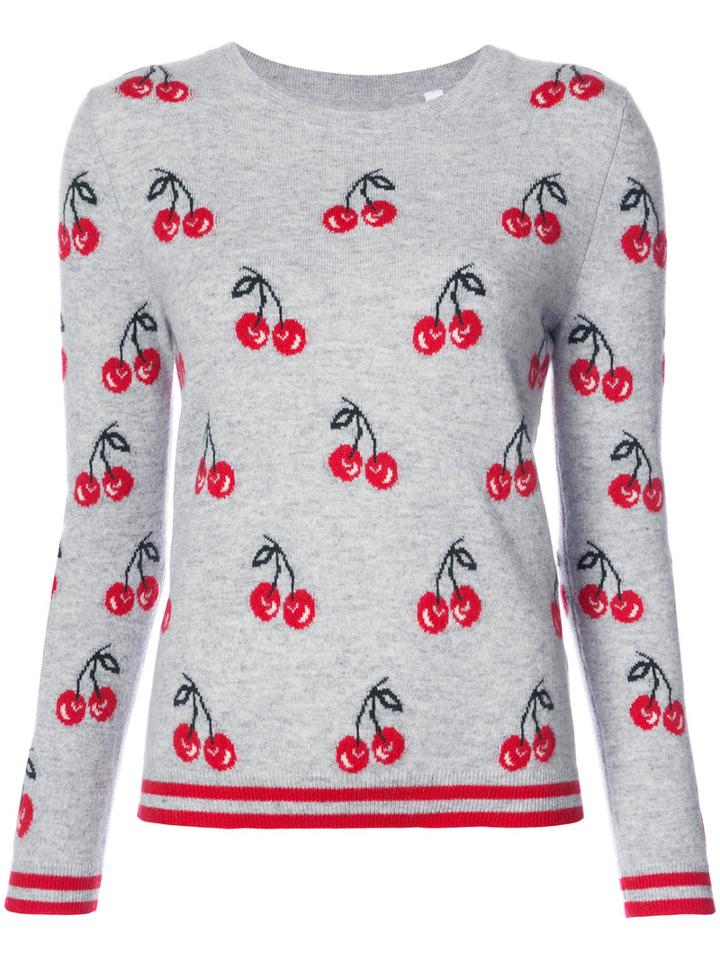 Chinti And Parker - Cherry Print Sweater - Women - Cashmere - M, Grey, Cashmere