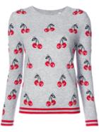 Chinti And Parker - Cherry Print Sweater - Women - Cashmere - M, Grey, Cashmere