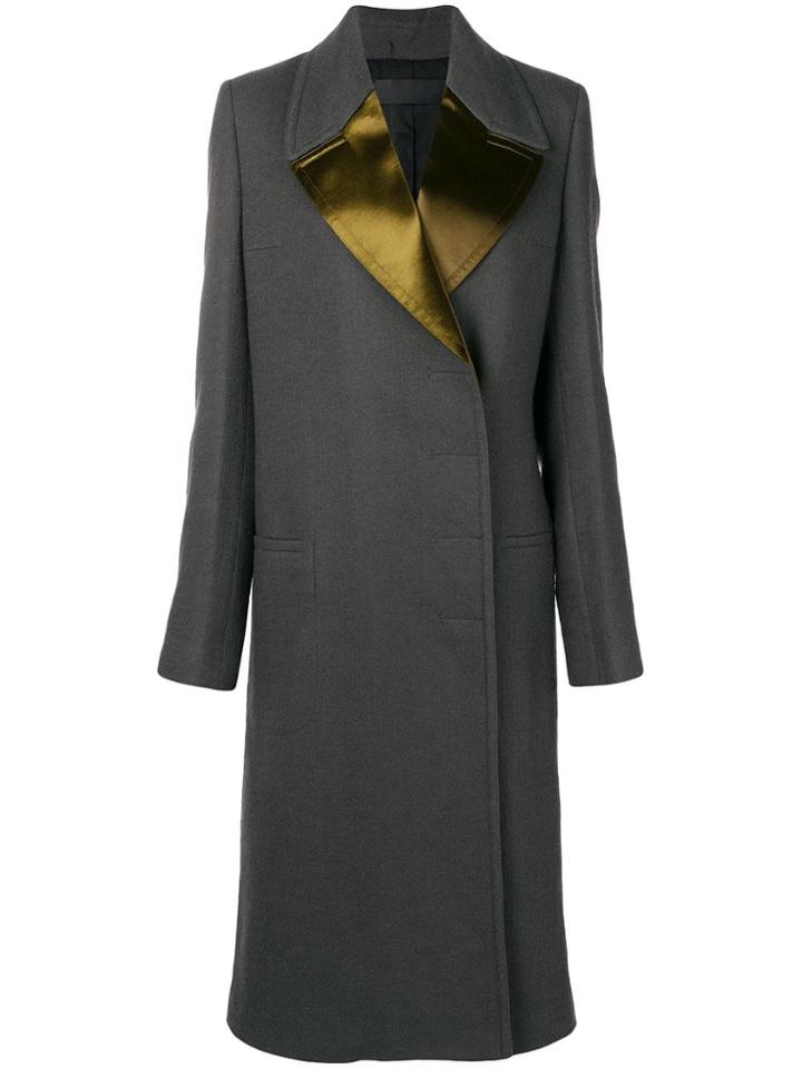 Haider Ackermann Long Contrast Lapel Coat - Grey