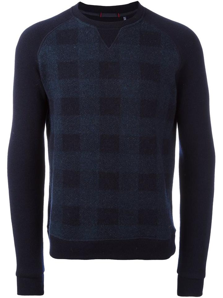 Woolrich Checked Sweater, Men's, Size: Small, Blue, Polyamide/wool/other Fibers
