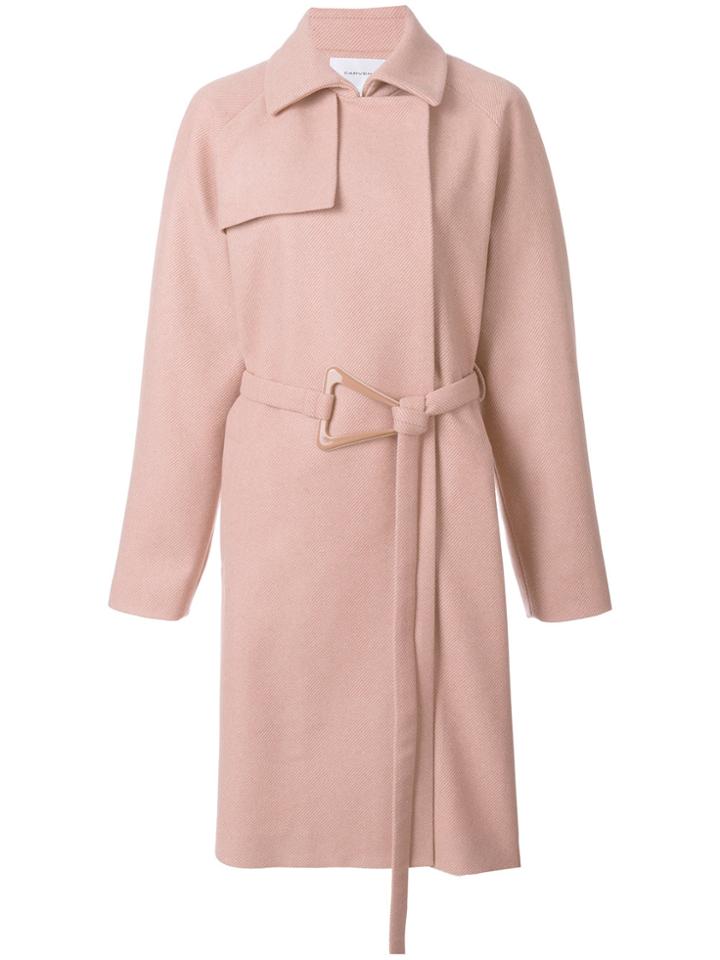 Carven Belted Coat - Pink & Purple