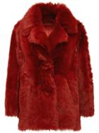 Prada Shearling Single Breasted Coat - Red