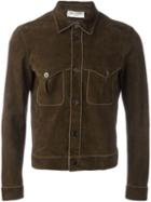 Saint Laurent Contrast Trim Jacket, Men's, Size: 50, Brown, Goat Suede