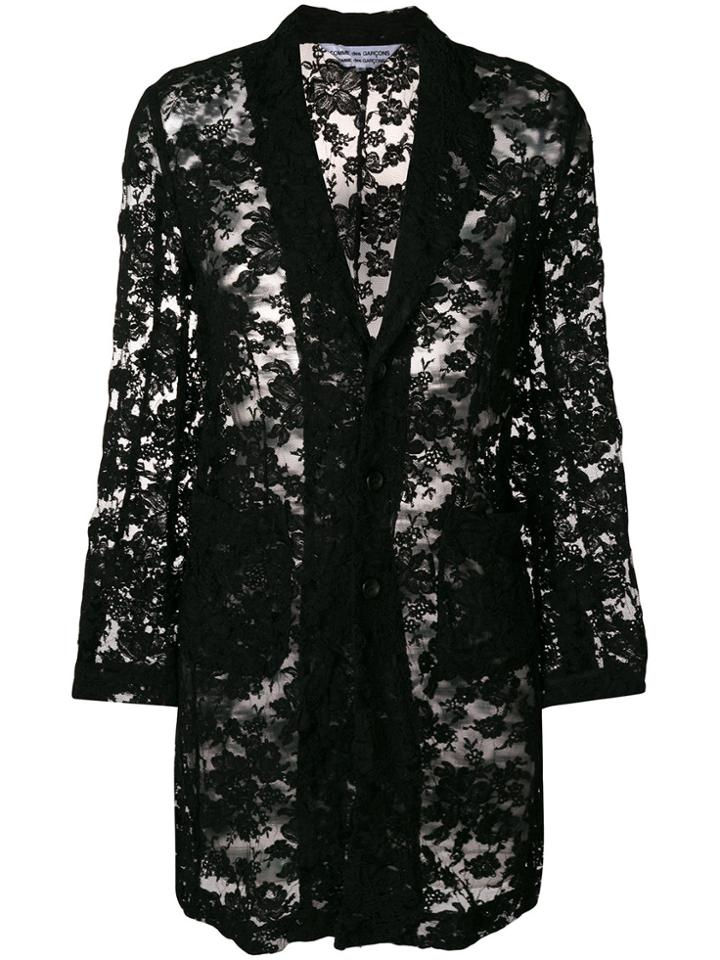 Comme Des Garçons Comme Des Garçons Lace Mid-length Blazer - Black