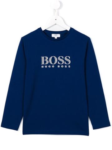 Boss Kids Logo Print T-shirt, Boy's, Size: 10 Yrs, Blue