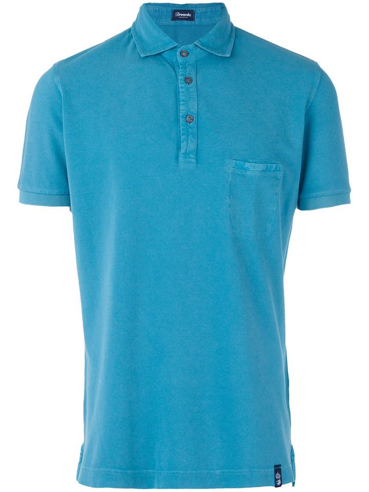 Drumohr - Chest Pocket Polo Shirt - Men - Cotton - M, Blue, Cotton