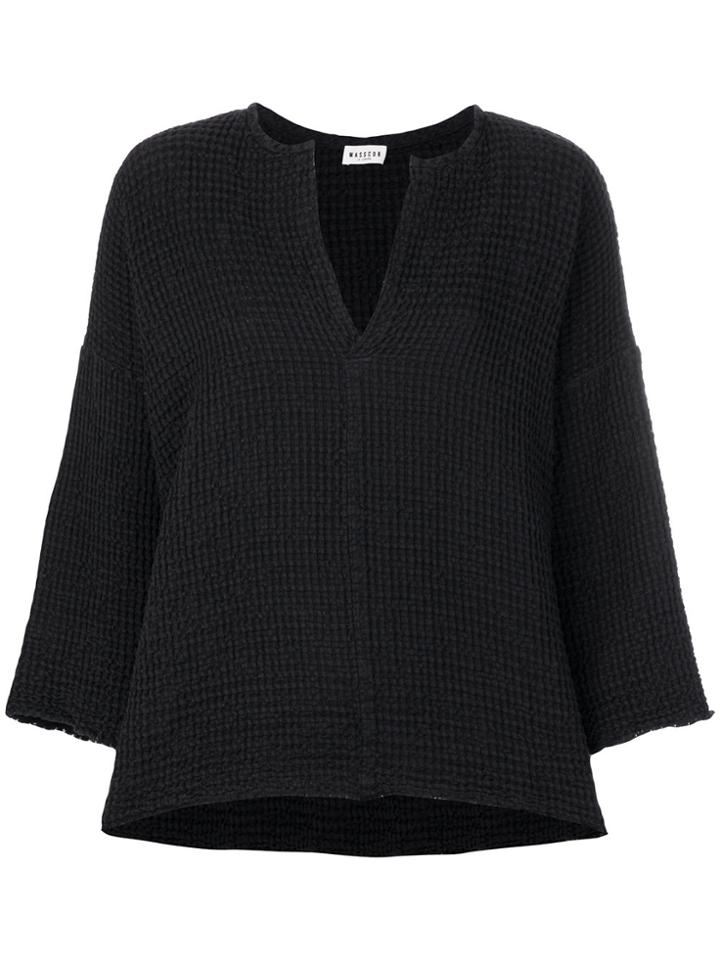 Masscob Split Neck Blouse - Black