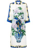 Dolce & Gabbana - Bouquet Print Button Up Dress - Women - Silk - 46, White, Silk