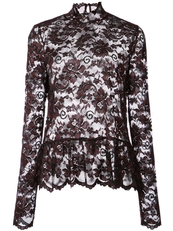 Ganni Scalloped Lace Blouse - Black
