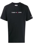 Tommy Jeans Embroidered Logo Crew Neck T-shirt - Black