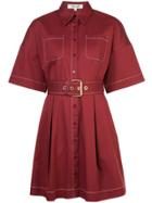 Dvf Diane Von Furstenberg Belted Shirt Dress - Red