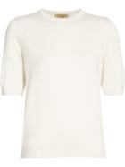 Burberry Short-sleeve Silk Cashmere Sweater - White