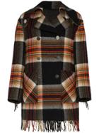 Calvin Klein 205w39nyc Checked Coat With Fringe Trims - Multicolour