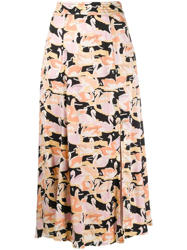 Stine Goya Swan Print Midi Skirt - Neutrals