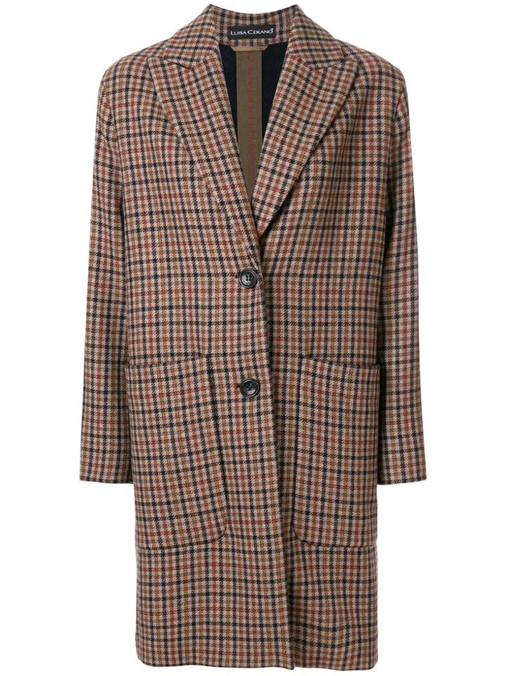Luisa Cerano Plaid Tailored Coat - Nude & Neutrals