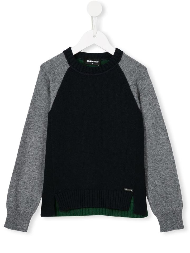 Dsquared2 Kids Contrast Panel Jumper, Boy's, Size: 10 Yrs, Blue