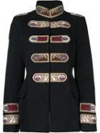 Ermanno Scervino Stripes Patch Military Jacket, Women's, Size: 42, Black, Cotton/viscose/brass