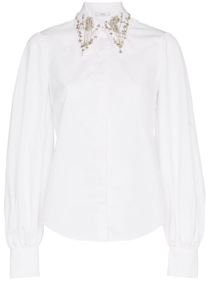 Erdem Eula Sequin Collar Cotton Shirt - White