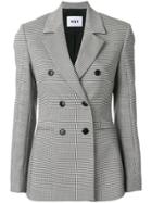 Msgm Houndstooth Double-breasted Blazer - Black