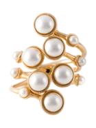 Eshvi Astro Ring, Women's, Size: 7, Metallic, Gold Plated Brass/pearls