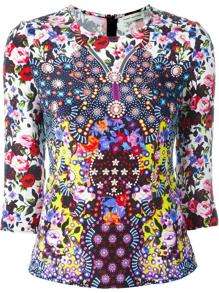 Mary Katrantzou 'reagan' T-shirt, Women's, Size: 12, Silk